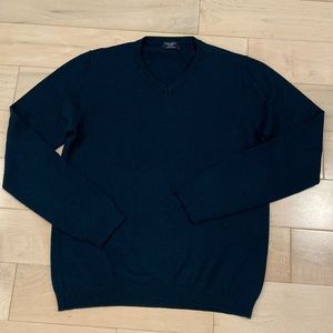 DAL LAGO Italian soft thin merino wool stretch forest green color sweater